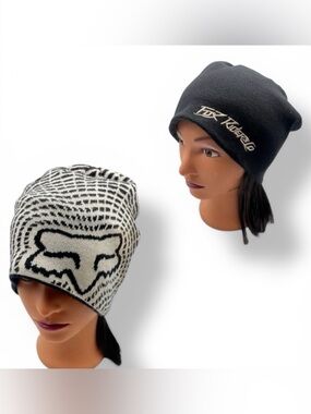 Fox Racing Graphic Reversible Beanie  Black, White and Tan Unisex